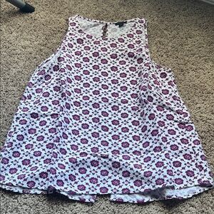 Ann Taylor Burgundy Floral Print Top